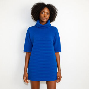 Cop. Copine Women's Small Clyde Robe Turtleneck quilted Dress in Blue